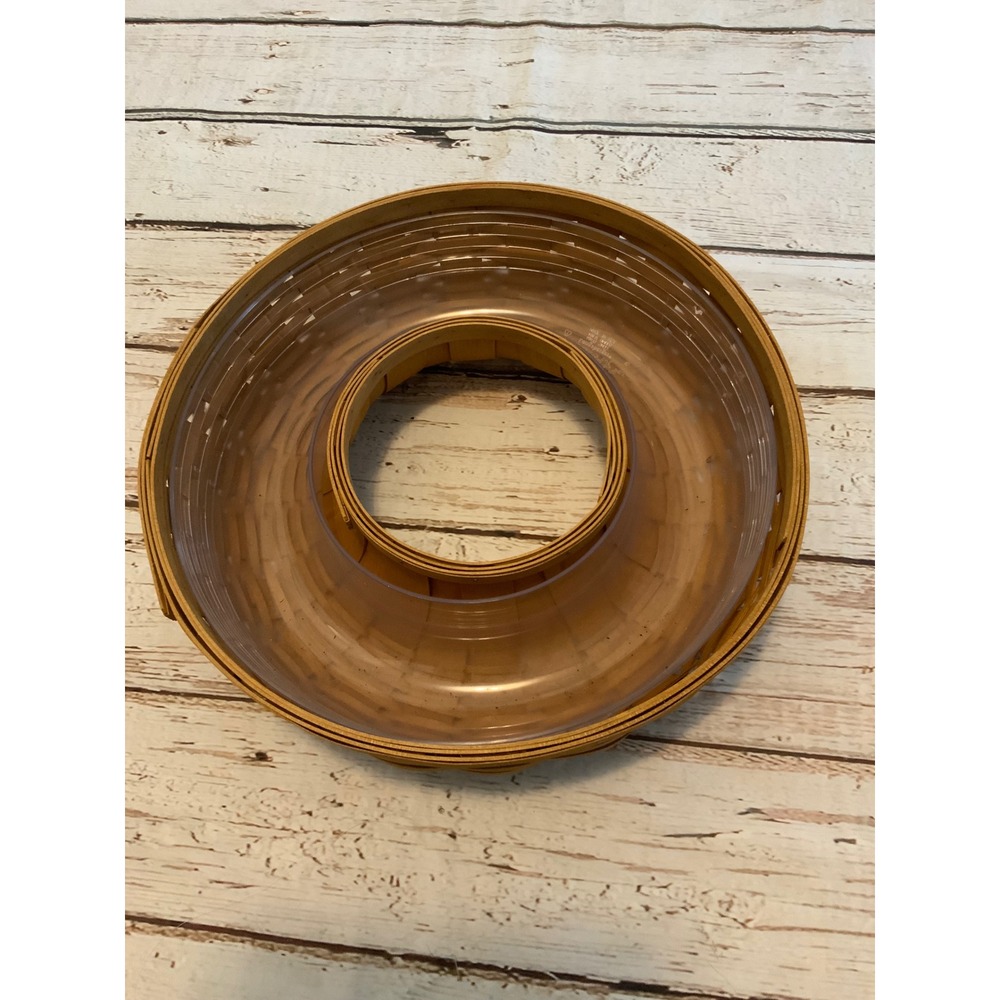 Longaberger Wreath Basket with Plastic Liner Large Round Handwoven Brown HTF